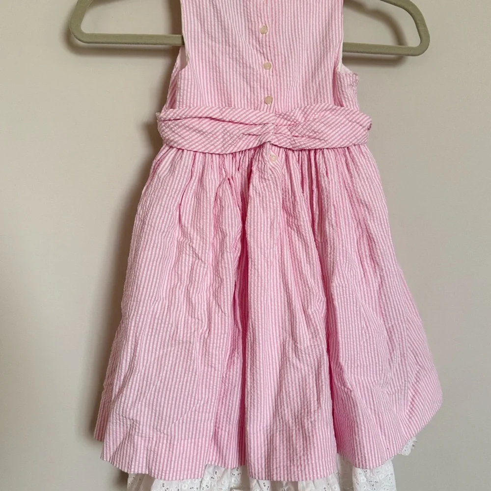 Ralph Lauren Girls Pink Seersucker Dress Size 4T